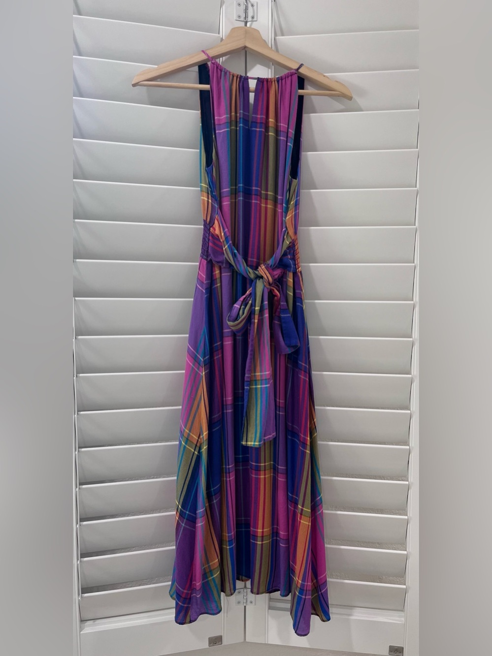 Ann Taylor Petite Madras Plaid Halter Maxi Dress 0P
